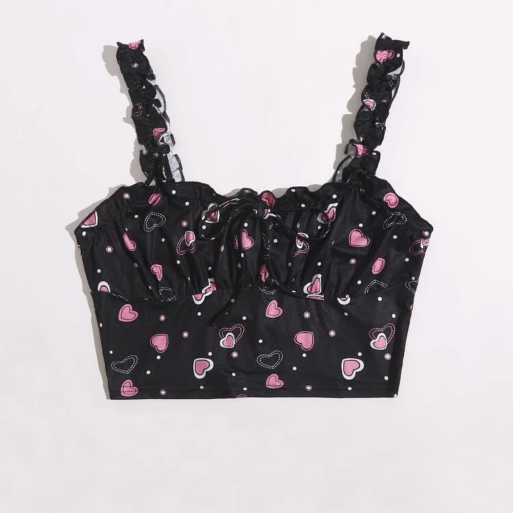 Heart Print Cropped Top